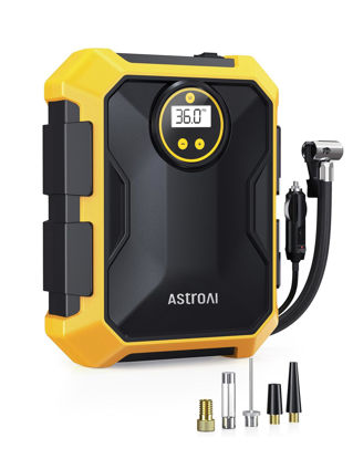 Picture of AstroAI Tire Inflator Air Compressor 12V DC Portable Air Compressor Car Accessories Auto Tire Pump 100PSI with LED Light Digital Air Pump for Car Tires Bicycles Other Inflatables