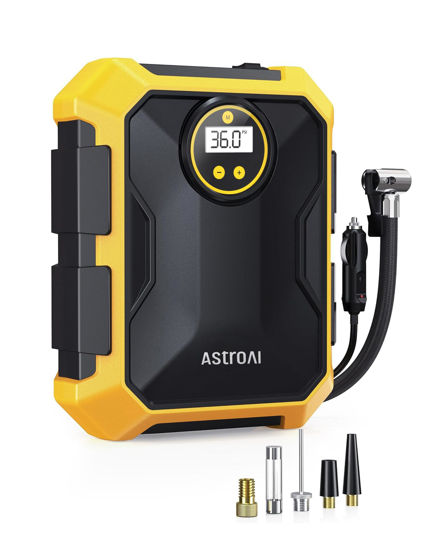 Picture of AstroAI Tire Inflator Air Compressor 12V DC Portable Air Compressor Car Accessories Auto Tire Pump 100PSI with LED Light Digital Air Pump for Car Tires Bicycles Other Inflatables