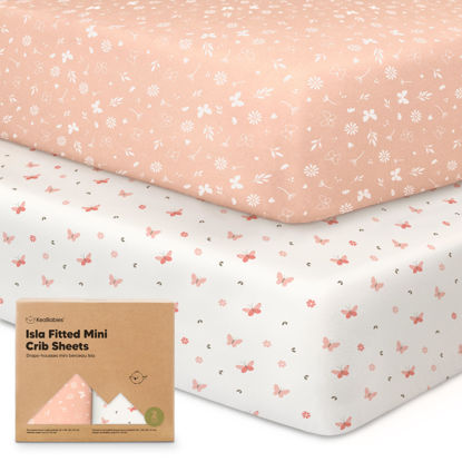 Picture of Pack and Play Sheets Fitted, 2-Pack Mini Crib Sheets - Pack N Play Sheets, Fitted Crib Sheet for Pack and Play Mattress, Playard Baby Crib Sheets, Crib Sheets Neutral for Boys, Girls (Butterflies)
