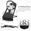 Picture of HKAI Baby Bouncer, Portable Baby Bouncer Seat for Babies 0-18 Months, 100% Cotton Fabrics, 3 Modes of use with Rocker and Stationary Options, Infant Rocker Chair with Hanging Toys-Dark Grey