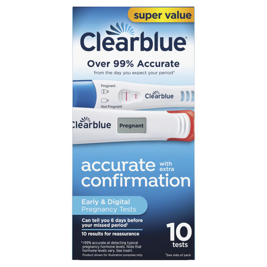 Picture of Clearblue Early Pregnancy Test Kit, at-Home Pregnancy Test Kit for Women, hCG Hormone Pregnancy Tests with Easy-to-Read Results, 10 Tests