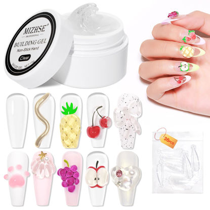 Picture of MIZHSE Solid Builder Gel for Nails, Non-Sticky Hard Gel Sculpting Gel, 3D Gel Nail Art Building Gel Carving Gel Modeling Gel Nail Extension Soak Off UV/LED Nail Art Salon Home DIY 15 g Clear