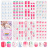 Picture of SAVILAND 168Pcs 7 Pack Press on Nails for Kids Children Fake Nails Stick on Nails Pre-glue Full Cover Glitter Gradient Color Star Short Acrylic Nail Tips Nail Art Christmas Gifts for 8-12 Year Kids