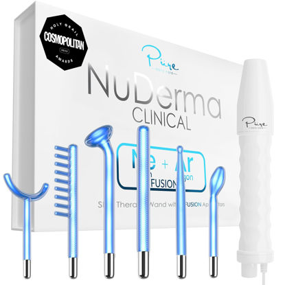 Picture of NuDerma Clinical Skin Therapy Wand - Portable Skin Therapy Machine w 6 Fusion Neon + Argon Wands - Anti Aging - Clarifying - Skin Tightening & Radiance - Wrinkle Reducing