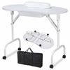 Picture of Yaheetech 37-inch Portable & Foldable Manicure Table Nail Desk Workstation with Large Drawer/Client Wrist Pad/Controllable Wheels/Carrying Case for Spa Beauty Salon White, 1 Count (Pack of 1)