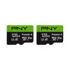 Picture of PNY P-SDU128X2V31100PX-GE 128GB Premier-X Class 10 U3 V30 microSDXC Flash Memory Card 2-Pack - 100MB/s, Class 10, U3, V30, A1, 4K UHD, Full HD, UHS-I, Micro SD