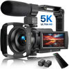 Picture of 5K Video Camera Camcorder, 48MP Wifi IR Night Vision Vlogging Camera, 16X Digital Zoom Touchscreen Camera, 6Axis Anti-Shake with External Microphone, Lens Hood, Stabiliser, Remote Control &2 Batteries