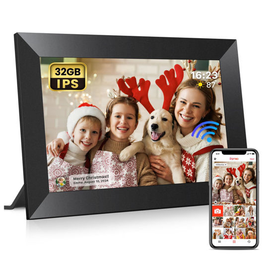 Picture of Frameo 10.1 Inch WiFi Digital Picture Frame with 32GB Memory, 1280 x 800 IPS Touch Screen Smart Electronic Photo Frame, Wall Mountable, Auto-Rotate, Share Photos/Videos Via Frameo App from Anywhere