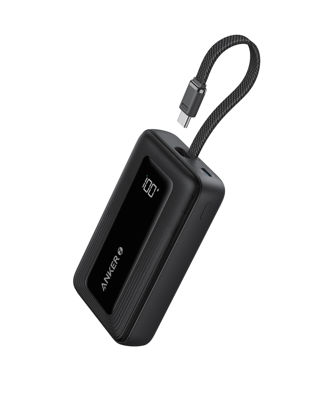 Picture of Anker Zolo Portable Charger, 10,000mAh 30W Power Bank with Built-in Lanyard USB-C Cable for Travel, Fast Charging Battery Pack for iPhone 16/15 Series, MacBook, Galaxy, iPad, and More