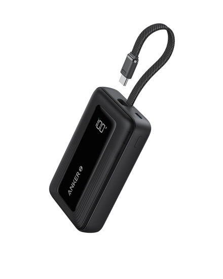 Picture of Anker Zolo Portable Charger, 10,000mAh 30W Power Bank with Built-in Lanyard USB-C Cable for Travel, Fast Charging Battery Pack for iPhone 16/15 Series, MacBook, Galaxy, iPad, and More
