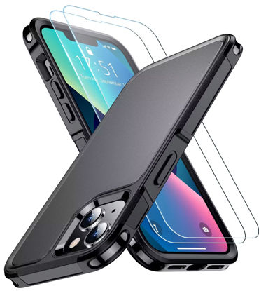 Picture of SPIDERCASE Designed for iPhone 13 Case, [10 FT Military Grade Drop Protection] [with 2 pcs Tempered Glass Screen Protector] Case for iPhone 13 6.1 inch (Black)