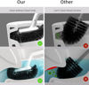 Picture of HAMITOR Toilet Bowl Brush Holder Set: Bathroom Deep Cleaning Toilet Cleaner Scrubber Under Rim with Curved Bristle for Dead Corner Clean - Hidden Rv Toilet Decorative Accessories with Caddy- White
