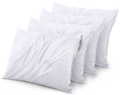 Picture of Utopia Bedding Waterproof Queen Size Pillow Protectors Zippered (4 Pack, White), Dust Mite and Bed Bug Proof Pillow case Protectors, Moisture Wicking Pillow Encasement Covers 20 x 28 Inches