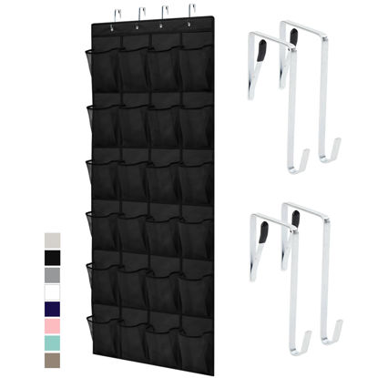 Picture of Gorilla Grip Over the Door Shoe Organizer, 24 Large Breathable Mesh Pockets, Space Saving Hanging Storage Holder, Closet Rack Hanger Holds Up to 40 lbs, Hangs on Closets for Shoes, Accessories, Black