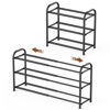 Picture of Gonfoam 3-Tier Expandable Shoe Rack,Adjustable Shoe Shelf Storage Organizer Heavy Duty Metal Free Standing Shoe Rack for Entryway Closet Doorway (Black)