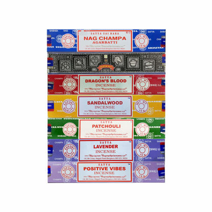 Picture of Satya Incense Gift Set Nag Champa, Super hit, Dragon's Blood, Sandalwood, Patchouli, Lavender, Positive Vibes, 15 g