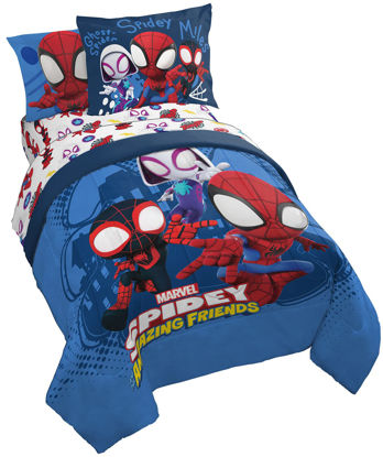 Picture of Jay Franco Marvel Spidey and His Amazing Friends Team Spidey 5 Piece Twin Size Bed Set - Includes Comforter & Sheet Set Bedding - Super Soft Fade Resistant Microfiber (Official Marvel Product)