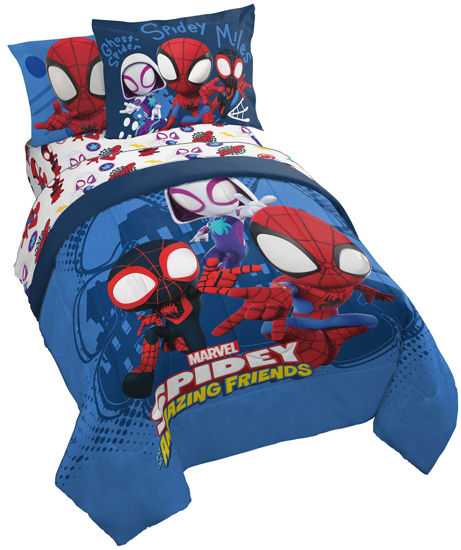 Picture of Jay Franco Marvel Spidey and His Amazing Friends Team Spidey 5 Piece Twin Size Bed Set - Includes Comforter & Sheet Set Bedding - Super Soft Fade Resistant Microfiber (Official Marvel Product)