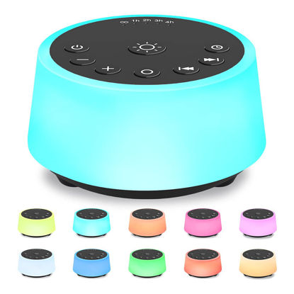 Picture of Color Noise Sound Machines with 10 Colors Night Light 25 Soothing Sounds and Sleep White Noise Machine 32 Volume Levels 5 Timers Adjustable Brightness Memory Function for Adults Kids Baby