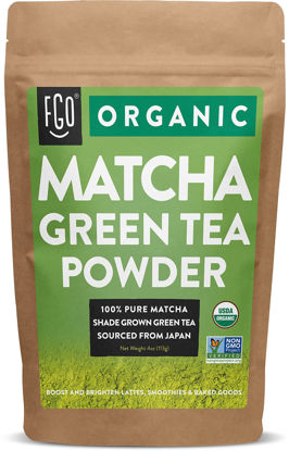 Picture of FGO Organic Matcha Green Tea Powder, Japanese Culinary Grade for Cooking, Baking, and Smoothies, 4 Ounce Resealable Bag, Packaging May Vary (Pack of 1)