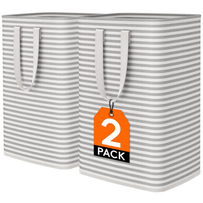 Picture of Lifewit 2 Pack Laundry Hamper Large Collapsible Laundry Baskets, Freestanding Waterproof Clothes Hamper with Easy Carry Handles in Laundry Room Bedroom Bathroom College Dorm for Adults, Grey, 2 x 80L