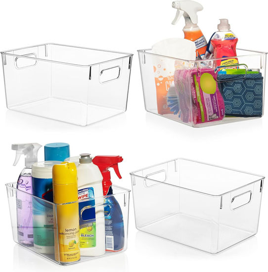 Picture of ClearSpace Clear Plastic Storage Bins - Pantry Organizers & Storage Containers, Cabinet Organizer - Home Organization Must Haves for Kitchen, Laundry Room, Office, Closet, Garage & Freezer