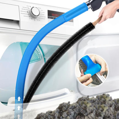 Picture of PetOde 2 Pieces Dryer Vent Cleaner Kit Compatible with All Vacuum Cleaner, Dryer Lint Brush and Vacuum Hose Attachment with Stretch Universal Connector, Quickly Lint Remover