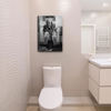 Picture of Funny Bathroom Wall Art Set of 2 - Black and White Vintage Humor Bathroom Wall Decor, Dumb And Dumber Movie Posters Bathroom Art, Funny Bathroom Decor Canvas Wall Art 12x16in Framed