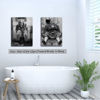Picture of Funny Bathroom Wall Art Set of 2 - Black and White Vintage Humor Bathroom Wall Decor, Dumb And Dumber Movie Posters Bathroom Art, Funny Bathroom Decor Canvas Wall Art 12x16in Framed