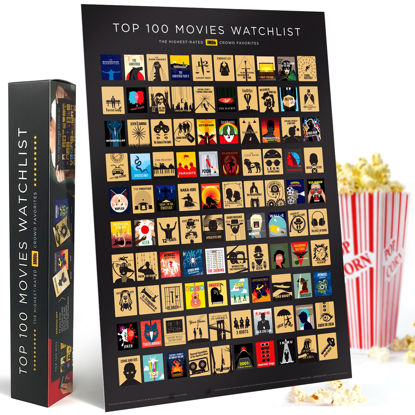 Picture of Official IMDb Top 100 Movies Scratch Off Poster | Premium Bucket List - Made in USA | 16.5x23.4 Inches | Unique Gift for Men and Women Film Lovers | Movie Night Supplies and Room Décor