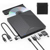 Picture of ORIGBELIE External CD DVD Drive, Ultra Slim CD Burner USB 3.0 with 4 USB Ports and 2 TF/SD Card Slots, Optical Disk Drive for Laptop Mac, PC Windows 11/10/8/7 Linux OS