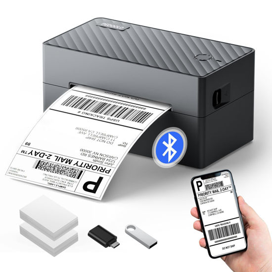 Picture of PEDOOLO Label Printer, Bluetooth Shipping Label Printer, 4x6 Thermal Printer for Shipping Packages, Compatible with Android. iPhone.Windows, Mac, Chromebook, Amazon, Ebay, UPS.USPS, FedEx, Shopify