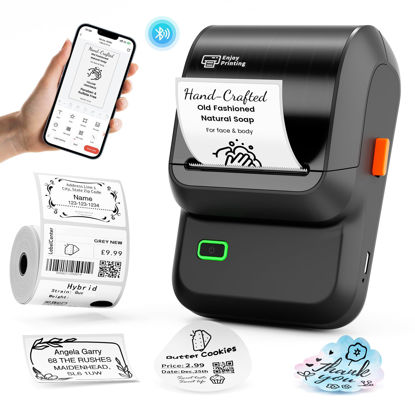 Picture of Ponek Label Maker Machine with Tape, M100 Bluetooth Label Printer, Versatile App with 1000 Icons and 300 Templates, 2 Inch Address Label Maker for Small Business, Office, Home, School, Black