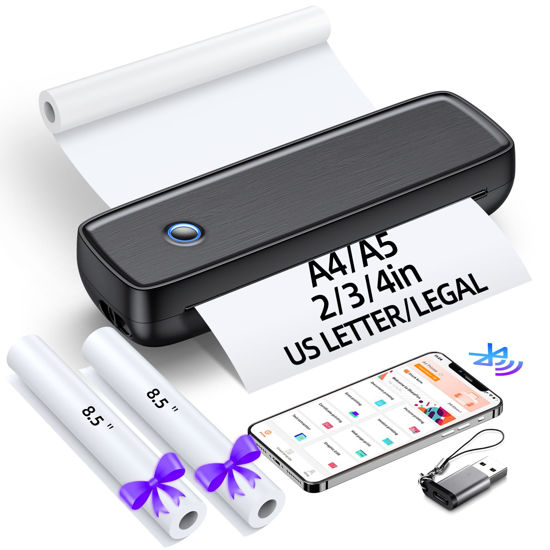 Picture of Portable Printer Wireless for Travel，Bluetooth Thermal Printer Support 8.5 X 11in US Letter &Legal, A4&A5 Thermal Paper, Inkless Printer Compatible with iOS, Android & Laptop for Office Car Home