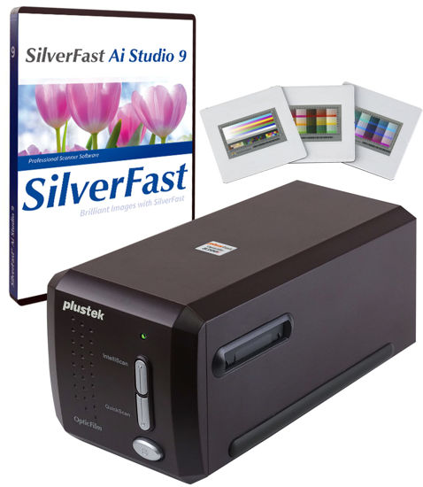Picture of Plustek OpticFilm 8300i Ai Film Scanner - Converts 35mm Film & Slide into Digital, Bundle SilverFast Ai Studio 9 + QuickScan Plus, Include Advanced IT8 Calibration Target (3 Slide)