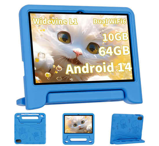 Picture of 2025 Upgraded Kids Tablet, Octa-core, 10 Inch Android 14 Tablet for Kids with Case, 6000mAh Battery with Kids Space, Parental Control, Dua l WiFi6, Kids App Pre-Installed, Great Gift for Children