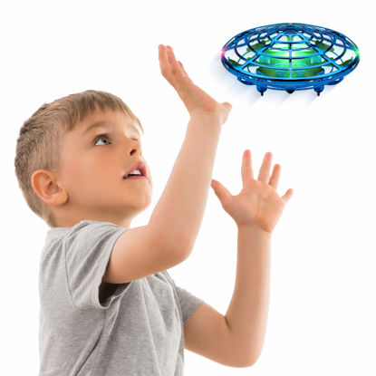 Picture of Force1 Scoot Hand Operated Drone for Kids or Adults - Hands Free Motion Sensor Mini Drones, Easy LED Indoor Rechargeable UFO Toy Flying Orb Ball Drone Toys for Boys and Girls (Blue)