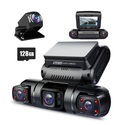 Picture of PRUVEEO 360 Degree View 4 Channel Dash Cam Front and Rear Inside Left Right, Dash Camera for Cars, Built-in GPS WiFi Night Vision, 24/7 Recording Parking Mode Monitor, Free 128G Card