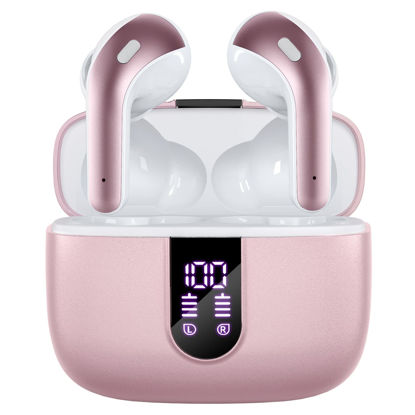 Picture of TAGRY Bluetooth Headphones True Wireless Earbuds 60H Playback LED Power Display Earphones with Wireless Charging Case IPX5 Waterproof in-Ear Ear buds with Mic for TV Smart Phone Laptop Computer Sports