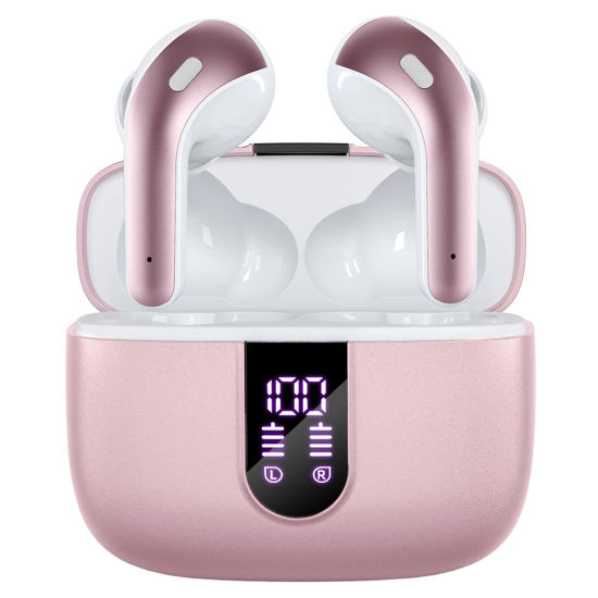 Picture of TAGRY Bluetooth Headphones True Wireless Earbuds 60H Playback LED Power Display Earphones with Wireless Charging Case IPX5 Waterproof in-Ear Ear buds with Mic for TV Smart Phone Laptop Computer Sports