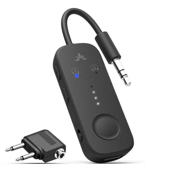 Picture of Avantree Relay - Premium Airplane Bluetooth 5.3 Adapter, Supports 2 AirPods or Headphones with aptX Adaptive & Low Latency, 3.5mm AUX Jack Wireless Audio Transmitter for Planes, Airline, Travel, TV