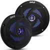 Picture of Pyle Marine Speakers - 5.25 Inch 2 Way Waterproof and Weather Resistant Outdoor Audio Stereo Sound System with LED Lights, 180 Watt Power and Low Profile Slim Style - 1 Pair - PLMRS53BL (Black)