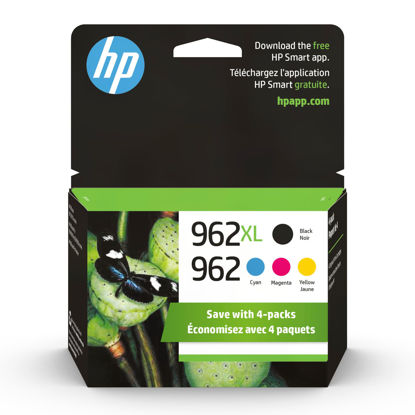 Picture of Original HP 962 Cyan, Magenta, Yellow / 962XL Black Ink Cartridges (4-Pack) | Works with HP OfficeJet 9010 Series, HP OfficeJet Pro 9010, 9020 Series