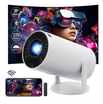 Picture of HY300 Projector with WIFI6 and Bluetooth, 4K 1080P Support with Android TV 11.0, Mini Portable Projector 180° Rotatable Movie Projector ,Auto Keystone Compatible for Laptop, PC, Smartphone