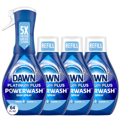 Picture of Dawn Platinum Powerwash Dish Spray, Dish Soap Liquid, Fresh Scent Bundle, 1 Spray (16oz) + 3 Refills (16oz each)(Pack of 4)