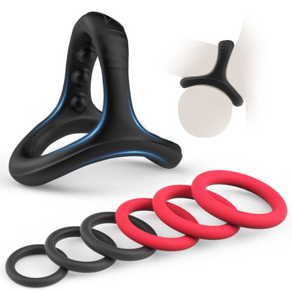Picture of Canrok Silicone Cock/Penis Rings Set with 7 Different Sizes for Erection Enhancing, Long Lasting Stronger Strechy Adult Sex Toys for Men or Couple
