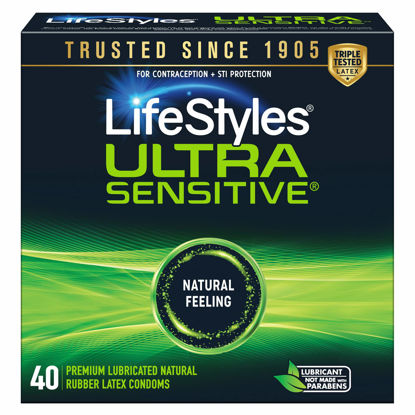 Picture of LifeStyles Ultra Sensitive Natural Feeling Lubricated Latex Condoms, 40 Count