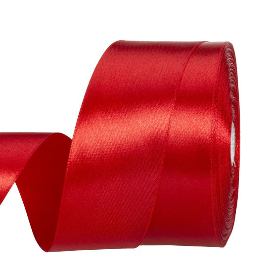 Picture of YASEO 1 1/2 Inch Red Solid Satin Ribbon, 50 Yards Craft Fabric Ribbon for Gift Wrapping Floral Bouquets Wedding Party Decoration