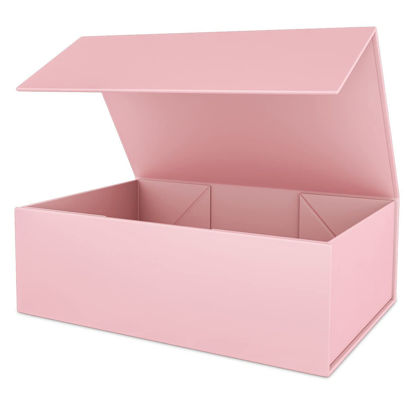 Picture of Pink Gift Box 10" x 6" x 3" with Magnetic Closure Lid Gift Box for Presents,Bridesmaid Gifts Box,Cute Box,Birthday Gift box,Luxury for Gift Packaging, Magnetic Gift Box for Wrapping Gifts (Pink)