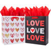 Picture of SUNCOLOR 2 Pack 13" Large Valentines Day Gift Bags with Tissue Paper